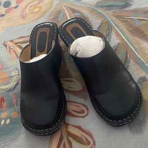 Born Black Leather Women's Mules